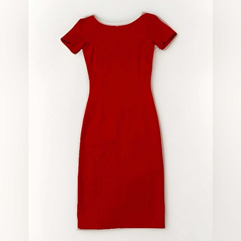 Zara red Orange midi straight fitted dress with low back